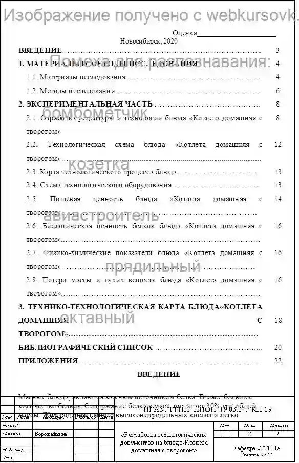 Курсовик Разработка технологических документов на блюдо «Котлета домашняя с творогом». страница №2