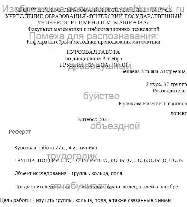 Курсовик Группы.Кольца.Поля. страница №1