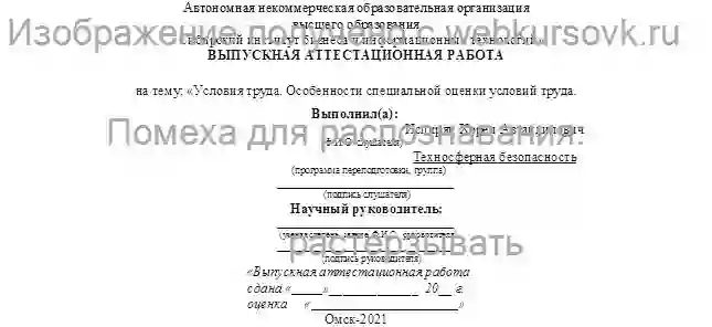 Диплом Условия труда. Особенности специальной оценки условий труда в ООО «Газпромнефть-Ямал» страница №1