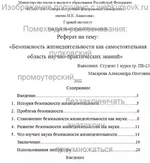 Реферат Безопасность жизнедеятельности как самостоятельная область научно-практических знаний страница №1