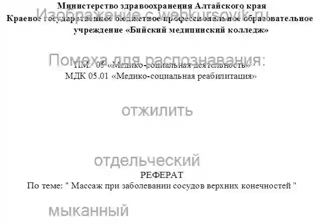 Реферат Массаж при заболевании сосудов верхних конечностей  страница №1