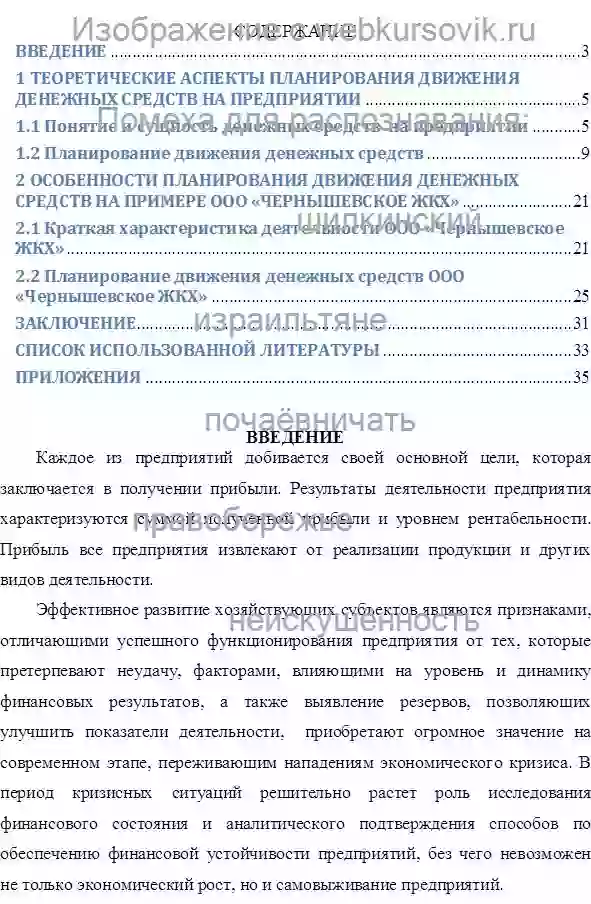Курсовик Особенности планирования движения денежных средств НА ПРИМЕРЕ ООО «ЧЕРНЫШЕВСКОЕ ЖКХ» страница №1