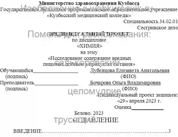Курсовик Влияние пищевых добавок на организм страница №1