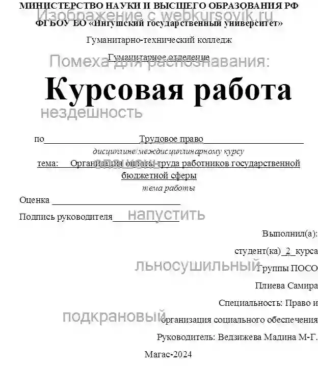 Курсовик Организация оплаты труда работников государственной бюджетной сферы  страница №1