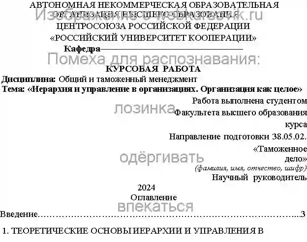 Курсовик Иерархия и управление в организациях. Организация как целое на примере ООО «ИМПОРТ ЛОГИСТИКА» страница №1